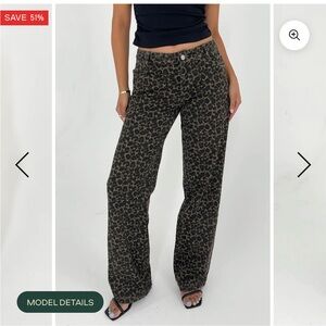 Cheetah Low Rise Baggy Jeans